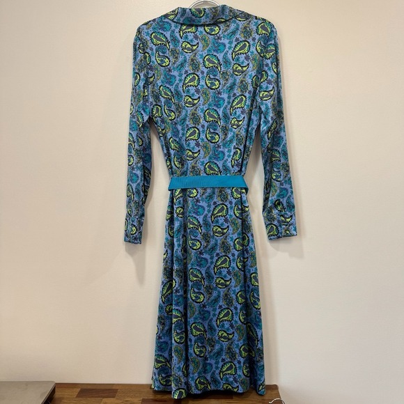 Vintage Lilly Pulitzer Silk‎ Maxi Dress 12 Blue Paisley Long Sleeve Wrap RARE - Picture 5 of 7